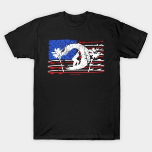 Surfing American Flag Surfboard Design T-Shirt